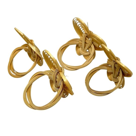 Rattan Butterfly Napkin Rings Set Boho Natural Finish Spring Table Decor 2 Inch - Picture 2 of 6